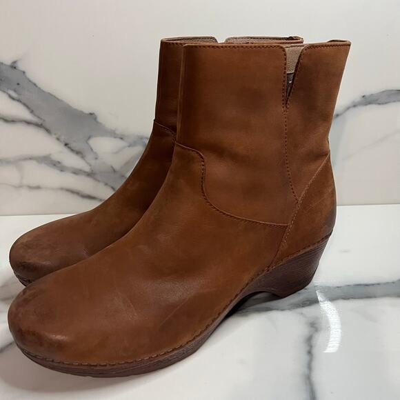 Dansko NWOB Women's Brown Leather Meghan Boots Sz 41 Sz 10.5 Festival Boho Clogs - Picture 3 of 7